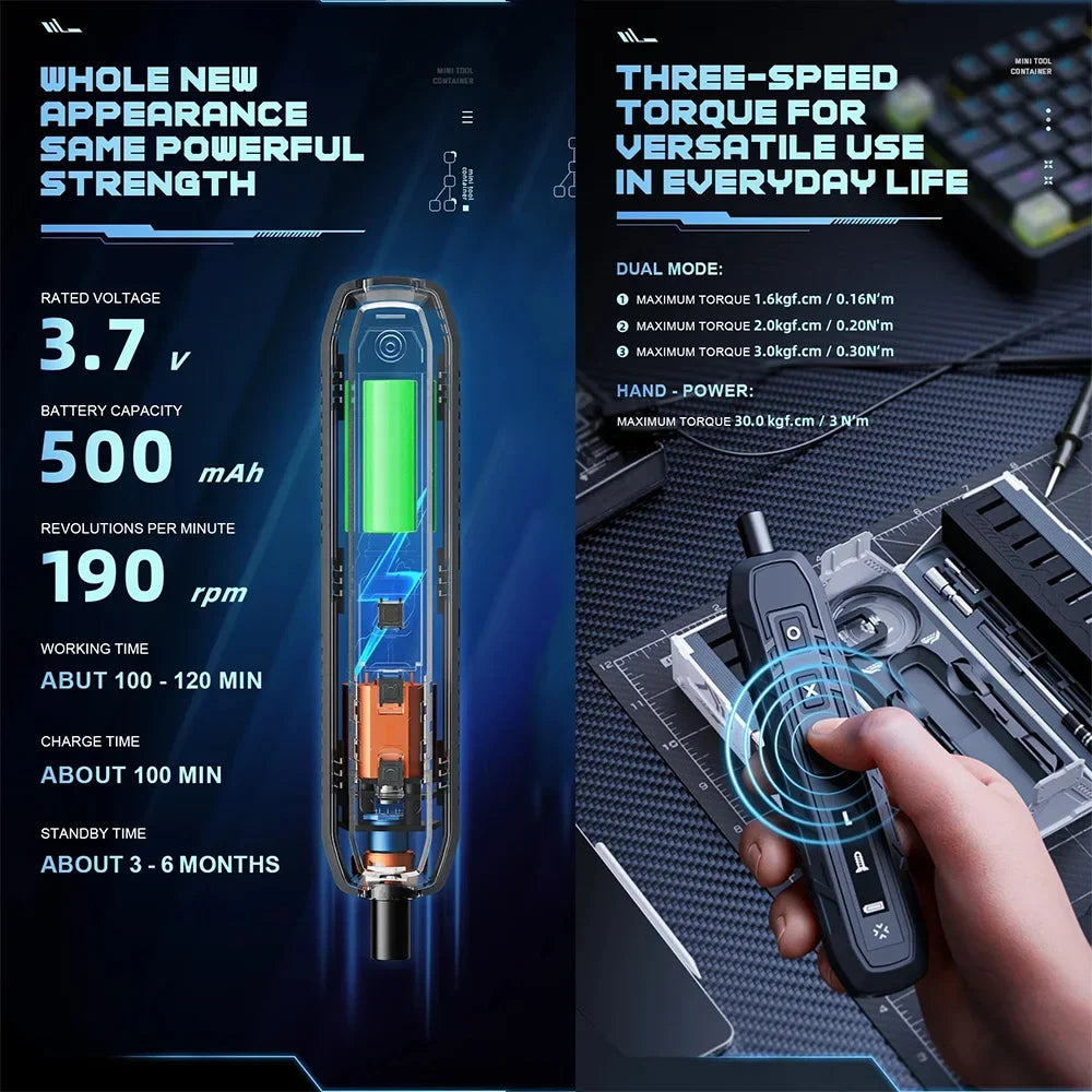 180-in-1 Precision Electric Screwdriver Set — Magnetic Phillips, Torx & Hex Bits with LED Repair Tool Kit Gift for Men