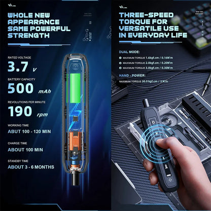 180-in-1 Precision Electric Screwdriver Set — Magnetic Phillips, Torx & Hex Bits with LED Repair Tool Kit Gift for Men