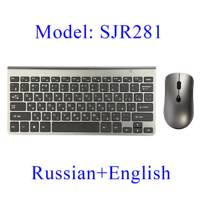 2.4G Wireless Mini Keyboard and Mouse Set – USB Portable Combo with Russian/Korean/Hebrew Layout for PC & Laptop