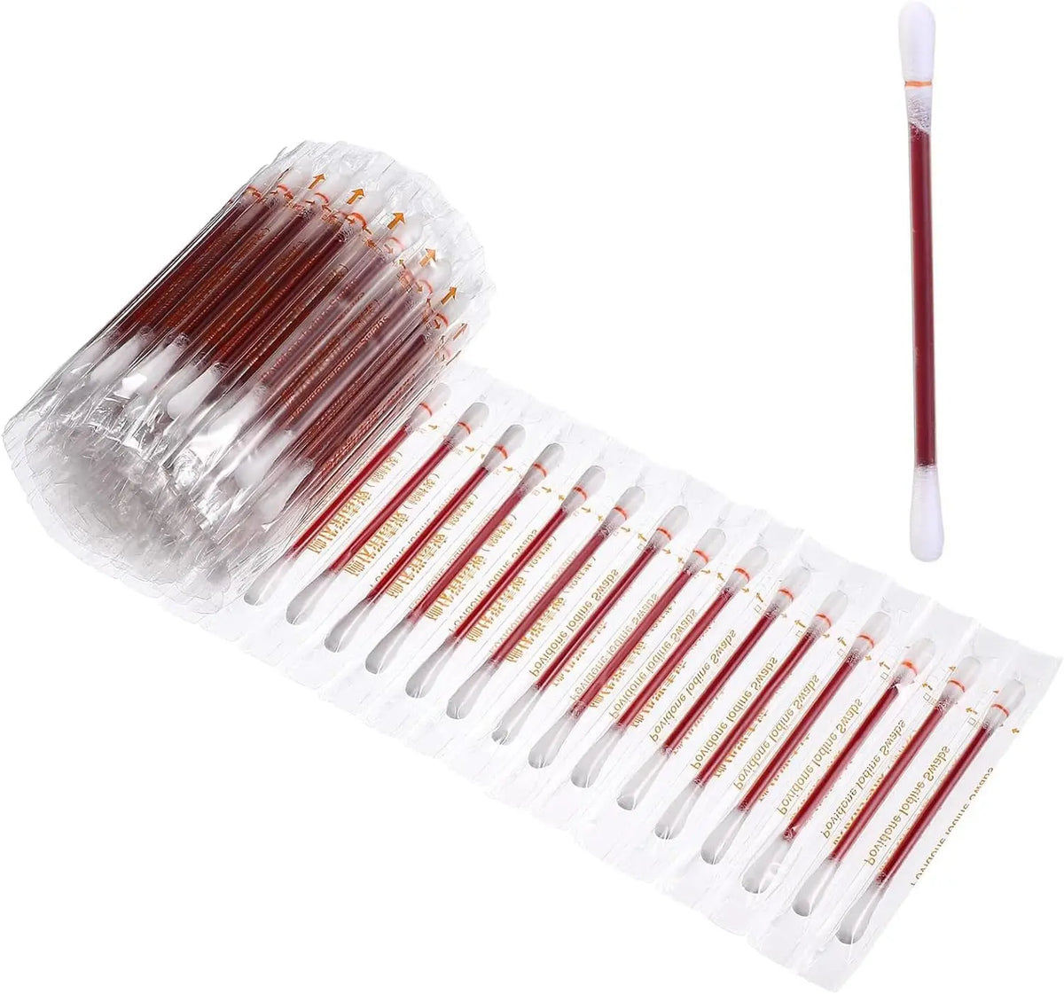 10% Povidone-Iodine Antiseptic Swabs – Extra-Strength Cotton Sticks for Wound Care and First Aid