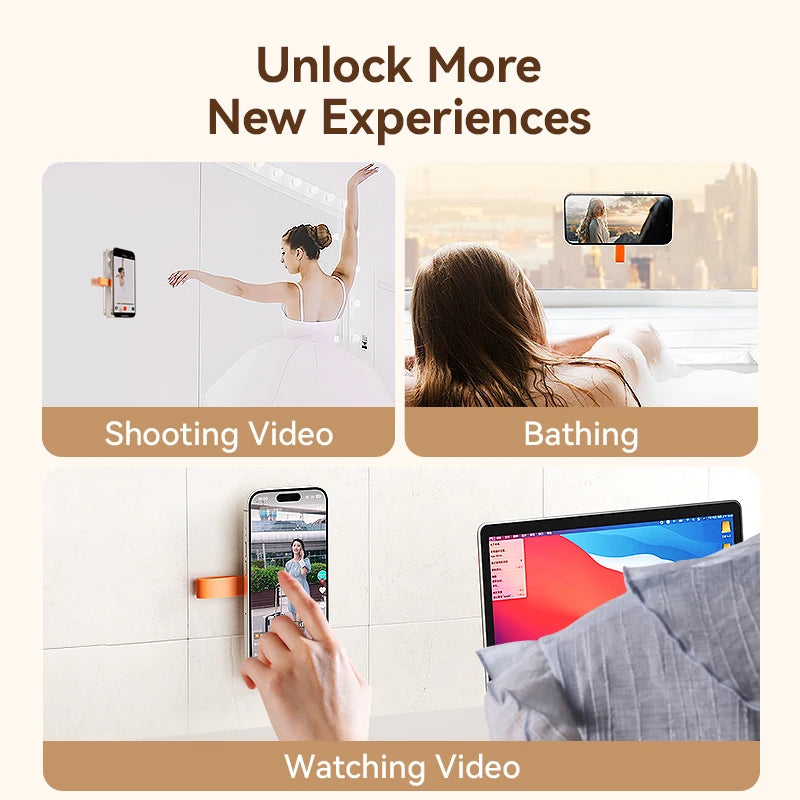 Joyroom Magnetic Suction Cup Phone Mount – Hands-Free Mirror Shower Stand, Silicone Case Holder for iPhone 16 ProMax