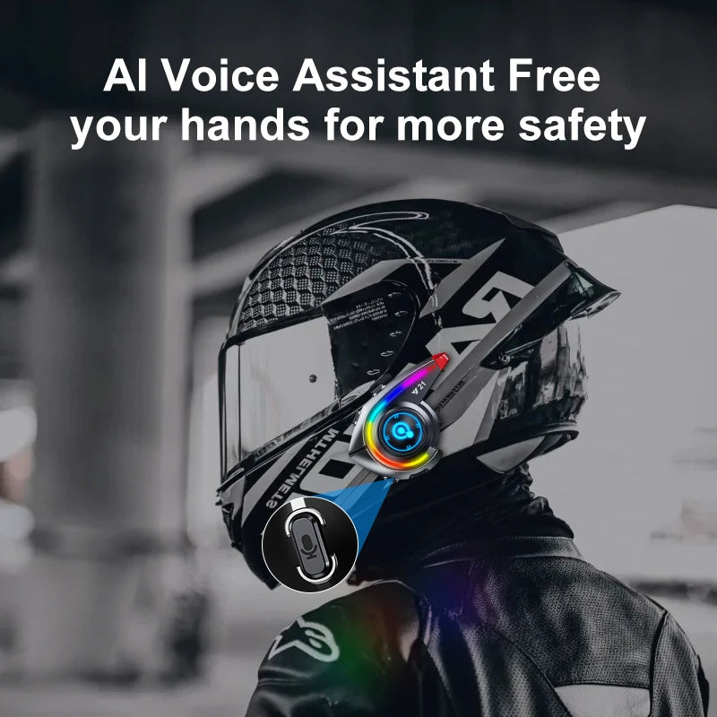 KEBIDUMEI Y21 Motorcycle Helmet Bluetooth Headset — Earphone Music Player with FM Radio & SOS Warning Light