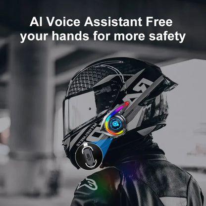 KEBIDUMEI Y21 Motorcycle Helmet Bluetooth Headset — Earphone Music Player with FM Radio & SOS Warning Light
