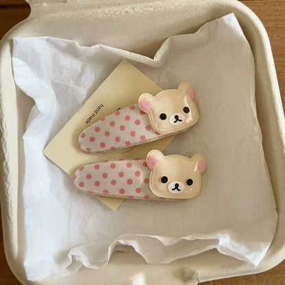 Kawaii Rilakkuma Hair Clip - Cute Cartoon Bangs Side Barrette Wave Point BB Clip Angel Wing Style Birthday Gift
