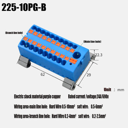 Compact Push-In Wire Connector Terminal Block – Fixed Modular Multi-Link Splicing 1-In Multiple-Out Lighting Connector 225 Series