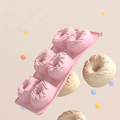 Silicone Donut Cake Pan - 6-Cavity Non-Stick Fluted Baking Mold for Donuts, Cupcakes, Jelly & Bread