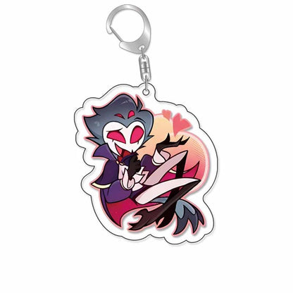 Anime Acrylic Keychain – Vaggie & Alastor Y2K Cartoon Pendant for Bags, Keys & Gifts