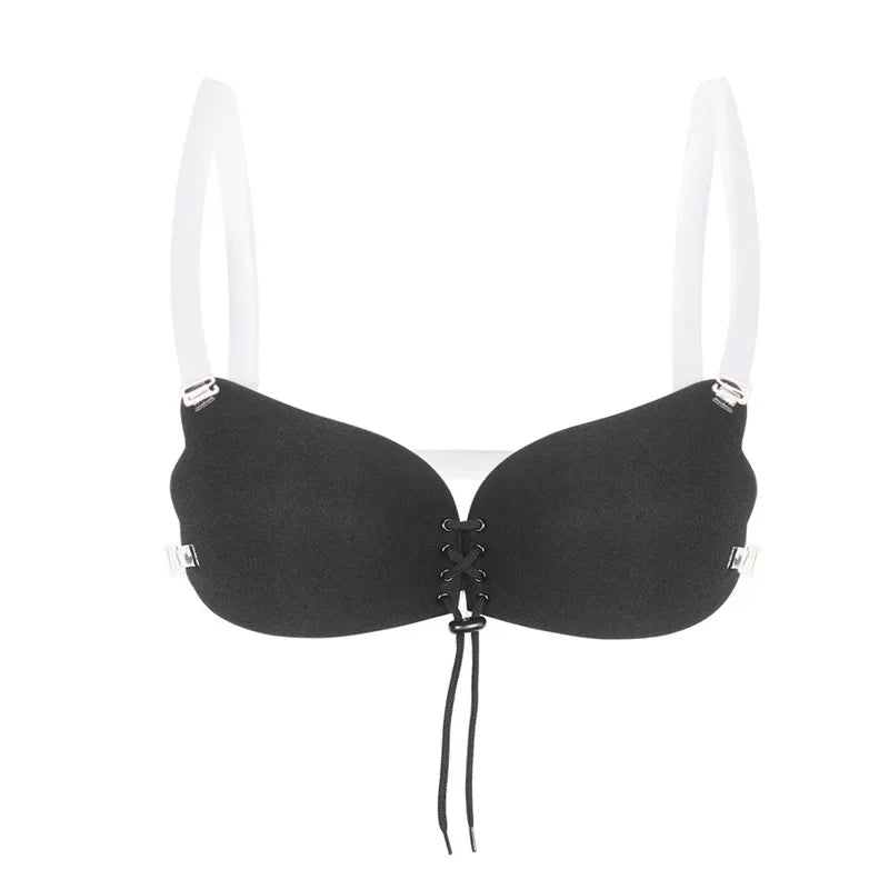 Adhesive Silicone Push-Up Bra - Invisible Backless Lingerie with Transparent Straps for Women