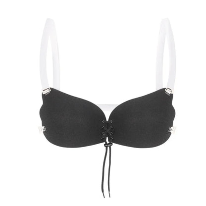 Adhesive Silicone Push-Up Bra - Invisible Backless Lingerie with Transparent Straps for Women