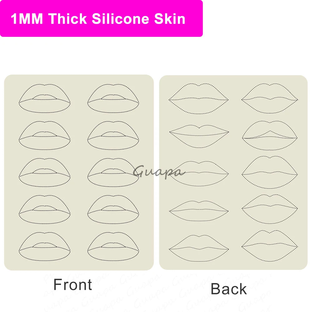1mm Thick Double-Sided Lip Practice Skin — Microblading & PMU Stencil for Permanent Makeup Tattoo Artists