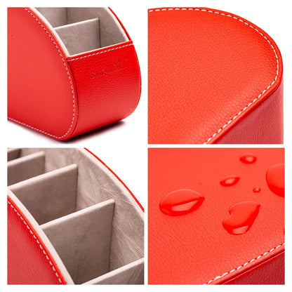 5-Grid PU Leather Desk Organizer: Remote Control and Phone Holder with TV Holder and Cosmetic Brush Storage Box