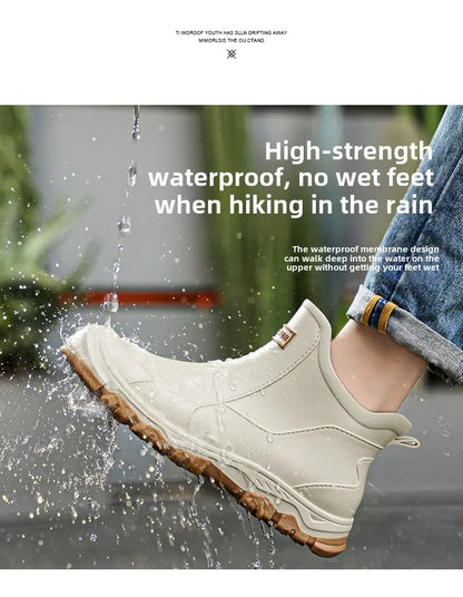 Men’s Waterproof Rain Shoes – Thickened Warm Rubber Short Boots for Work, Fishing & Kitchen Use