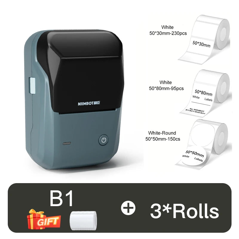 NIIMBOT B1 Portable 2-Inch Thermal Label Printer – Mini Bluetooth Adhesive Sticker Maker for Smartphone & PC
