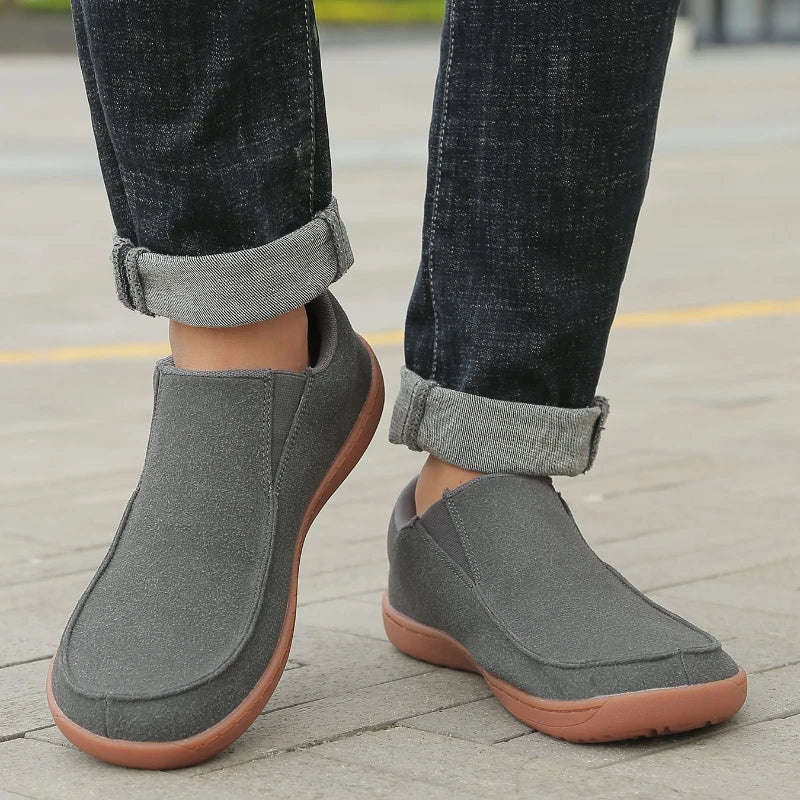 Fujeak Men’s Casual Loafers — Plus Size Non-Slip Wide Sneakers, 2024 Vulcanized Barefoot Shoes