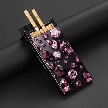 Slim Metal Cigarette Case - Sliding Lid Holder with Creative Pattern for 20 Cigarettes