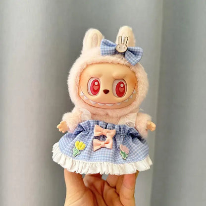 17cm Labubu Doll Clothes — Mini Outfit Accessories for K-Pop EXO I & II Dolls | Sitting Party Overalls Gift
