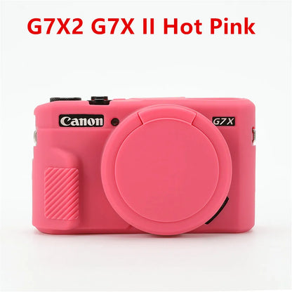 Canon G7X Mark II Silicone Camera Case - Soft Rubber Protective Skin Cover with Lens Protector for G7XII G7X2 G7X3 G7XIII