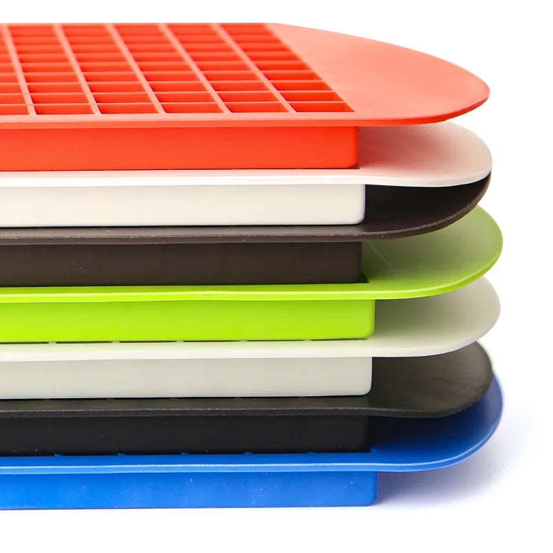 Mini 160 Grid Silicone Ice Tray - Foldable Ice Mold for Small Square Ice Cubes and Easy Ice Breaker
