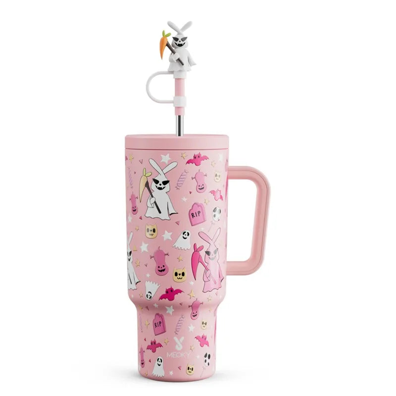 Meoky 40oz Halloween Tumbler with Straw – Insulated Stainless Steel Coffee Cup, Leak-Proof, Non-Slip, Portable Vacuum Car Mug