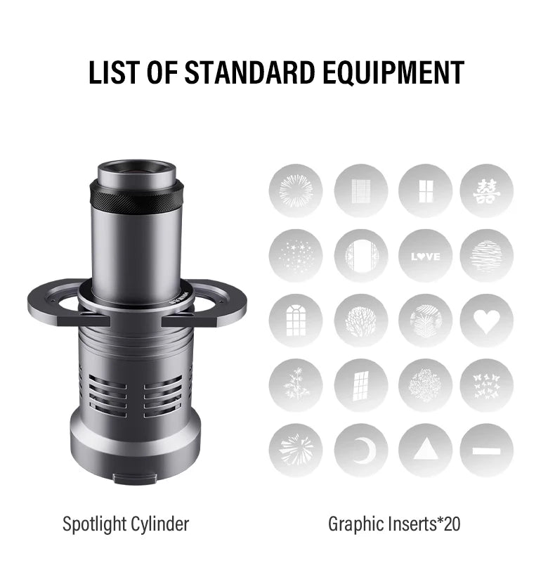 Bowens Mount Flash Spotlight Projection Kit - Focusing Photography Accessory for Godox ML100Bi, Mini & ZY Flash Lights