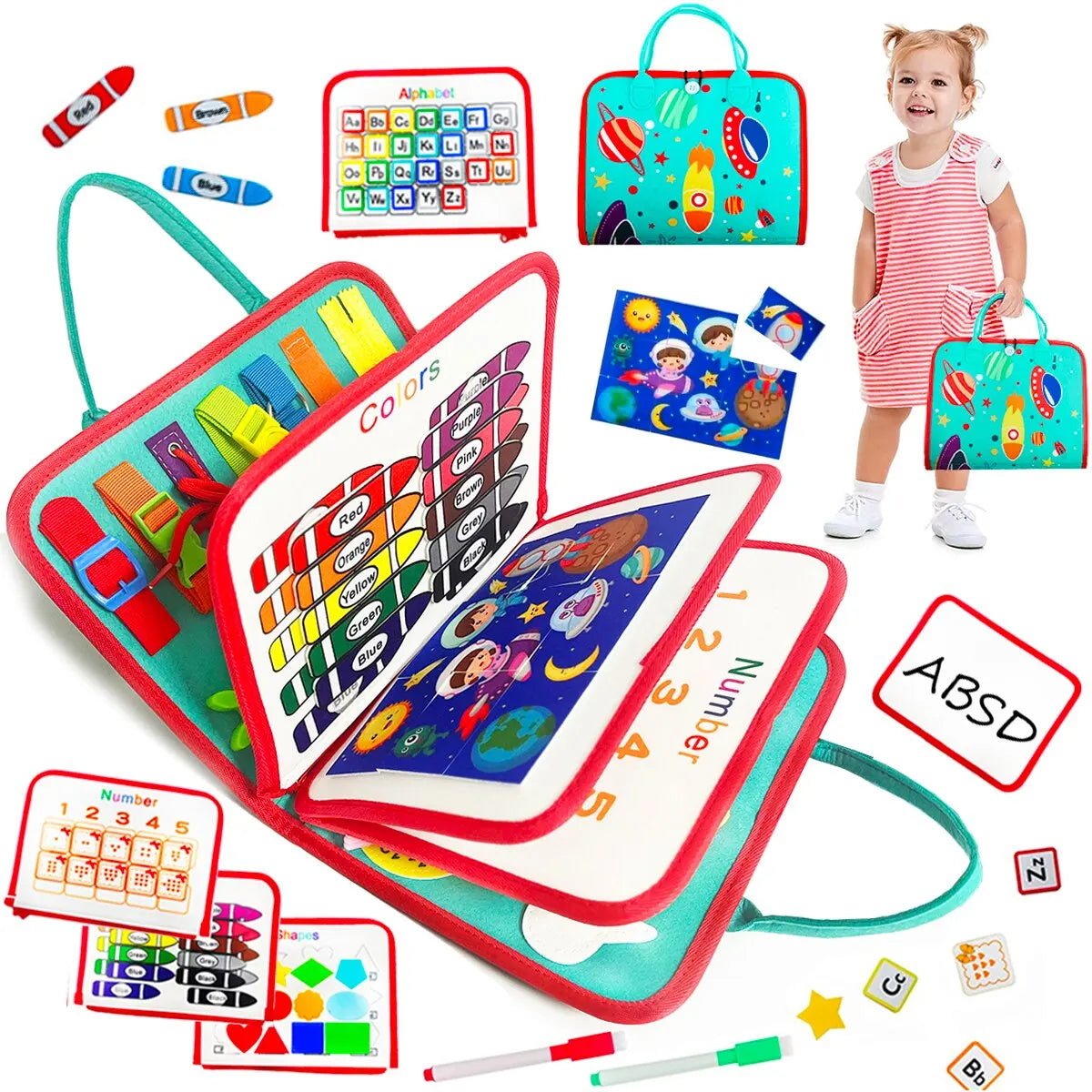 Montessori Busy Board for Toddlers – Sensory Toy for Preschool Learning & Fine Motor Skills, Travel Activities for Boys