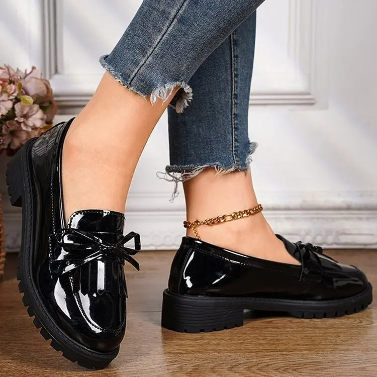 Women’s Platform Loafers 2026 – PU Leather Tassel Slip-On Casual Flats, Comfortable Spring Shoes, Plus Size Available
