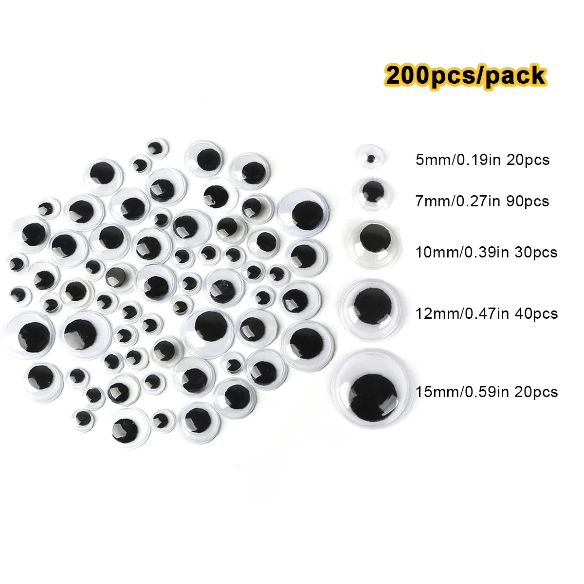 Self-Adhesive Googly Wiggle Eyes - 100/200/550PCS DIY Craft Scrapbooking Doll Toy Accessories