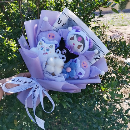 Sanrio Kuromi Plush Flower Bouquet — Soft Plush Doll Gift for Christmas, Valentine's Day, Birthday & Wedding Party