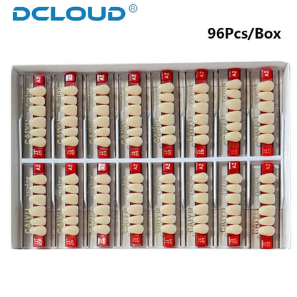 96PCS Dental Resin Denture Teeth Set – Upper & Lower Full Acrylic False Teeth Model (A2/A3 Shades, Anterior & Posterior)
