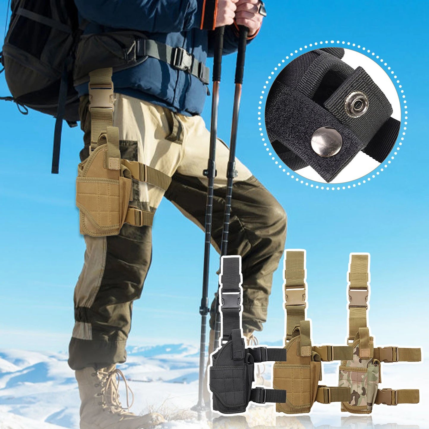 JSJM New CS Tactical Gun Holster - Right Handed Thigh Pistol Bag Pouch with Legs Harness, Suitable for All Handguns, Hunting Accessory