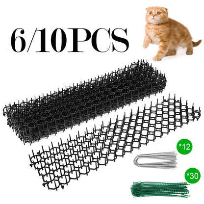 6/10pcs Cat Scat Mats – Anti-Cat & Dog Repellent Deterrent with Pet Prickle Strips and 12 U-Shaped Ground Nails