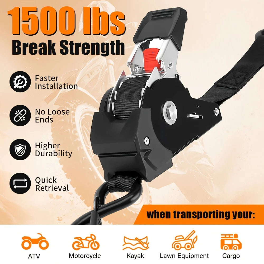 Heavy Duty Automatic Retractable Cargo Strap with S-Hook – Trailer Tie Down Belt for Transportation, Camping & Outdoor Securing Equipment