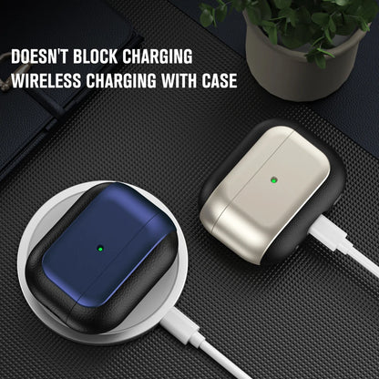 Luxury Leather Pattern Earphone Case for AirPods Pro 2/3/4 – Shockproof ANC Cover with Lanyard