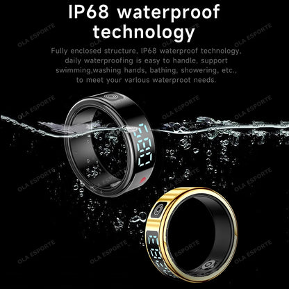 2026 R12 Smart Ring with Display Screen & Touch Control – Wireless Charging Health Tracker, 5ATM Waterproof Fitness Smart Ring for Men & Women