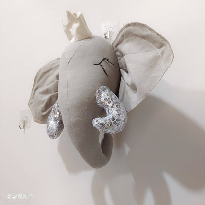 Handmade 3D Felt Animal Heads — Elephant & Swan Wall Hanging Decor for Nursery & Kids’ Bedroom