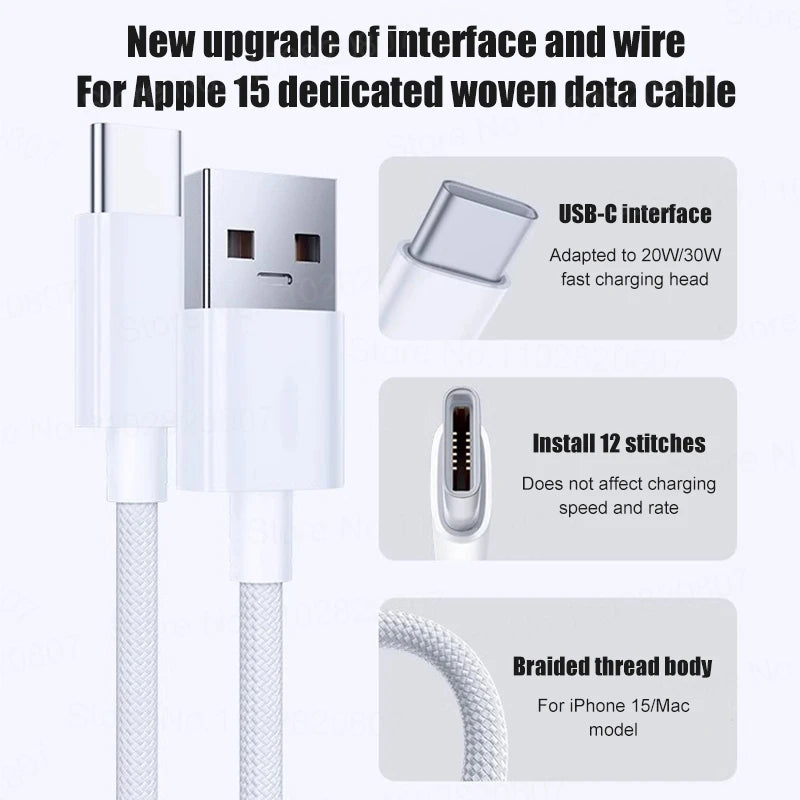 35W USB-C CarPlay Cable for iPhone 16 15 Pro Max – Fast Charging & Data Transfer