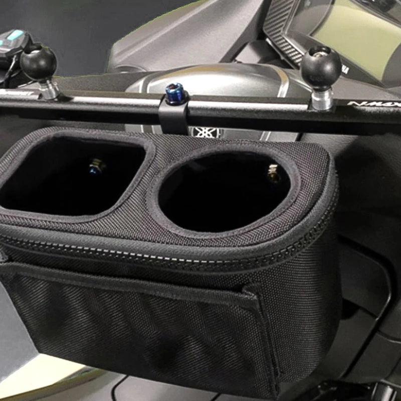 Yamaha NMAX/XMAX/TMAX Motorcycle Handlebar Cup Holder — Water Bottle Cage & Storage Bag for Scooters
