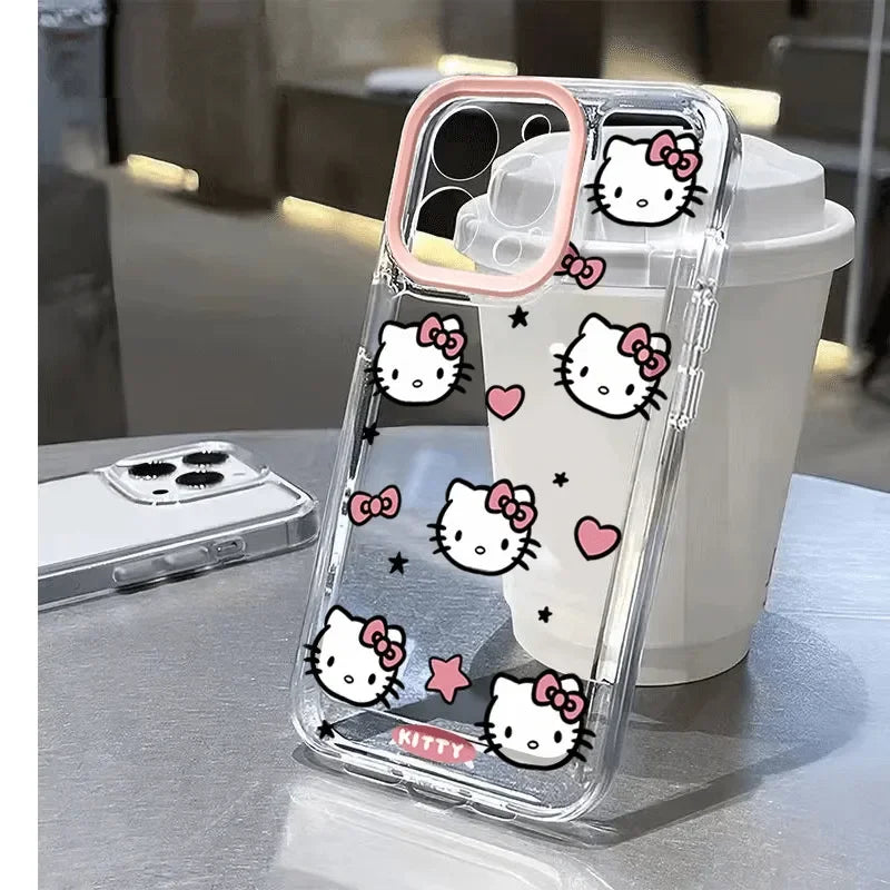 Sanrio Hello Kitty Love KT Face Phone Case | Pink Bow Cover for iPhone 15/14/13/12/11 Pro Max, XR, XS Max, 7, 8 Plus | Y2K Kawaii Style