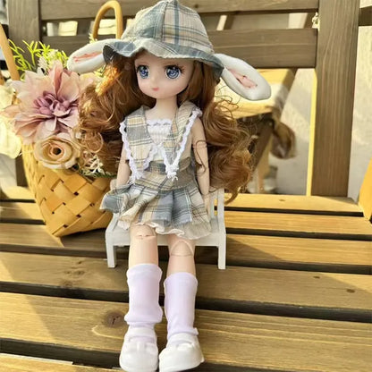 2025 Winter BJD Doll Clothes Set – 6-Point 30cm Doll Jacket & Dress Outfit