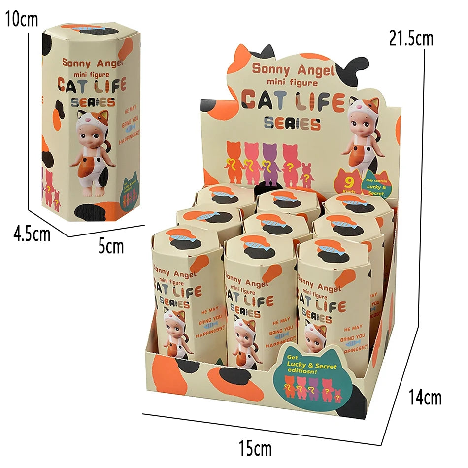 1/4/6/9PCS Random Sonny Angel Cat Blind Box - Cats Life Mini Action Figures & Ornaments, Perfect Christmas Gifts for Kids Fans