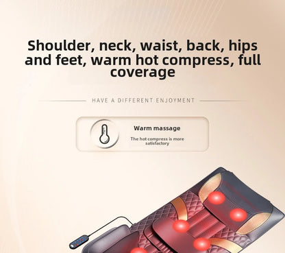 Upgraded Large Area Heated Neck Massager – Vibration Airbag Full Body Massage Mat with Lumbar Traction and Remote Control