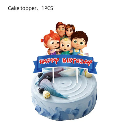Cartoon JJ Melon Birthday Party Decorations Set – Disposable Tableware, Cups, Plates, Tablecloth, Balloons & Cake Topper for Kids & Baby Shower