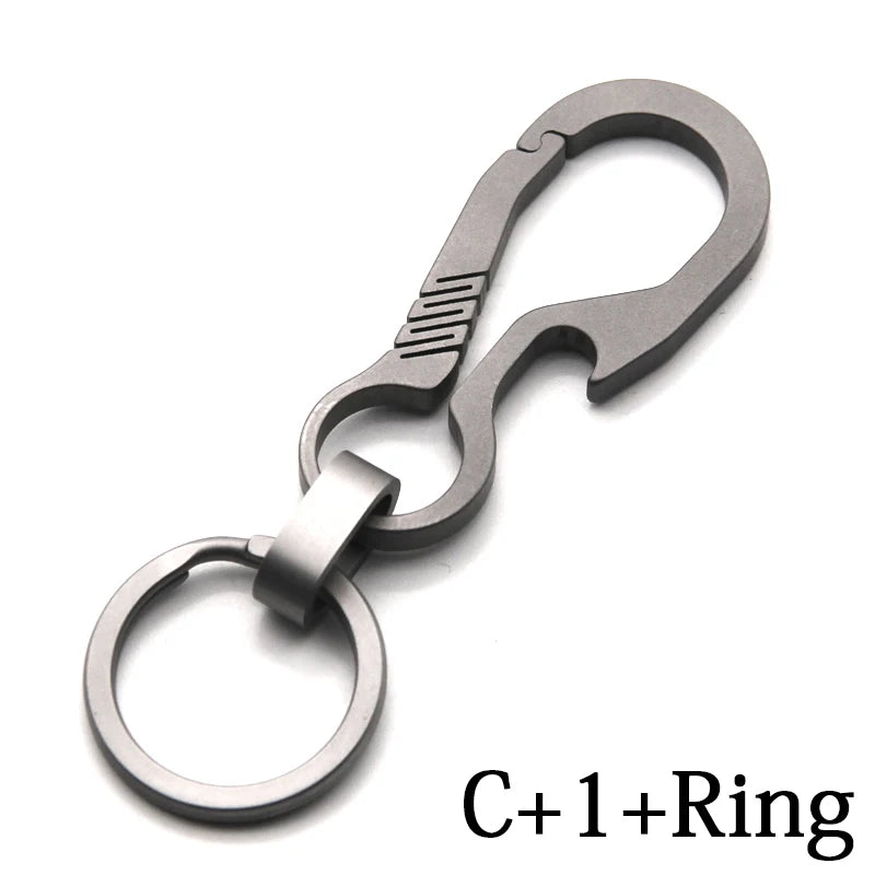 Titanium Key Chain - Lightweight Men’s EDC Quickdraw Carabiner Buckle Key Ring Outdoor Tool