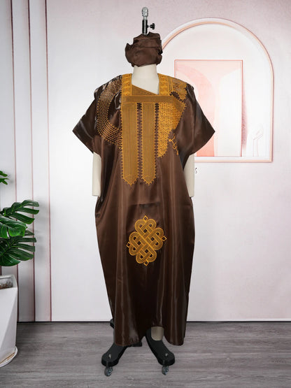 African Dresses for Women - Traditional Dashiki Ankara Embroidered Gown, Abaya & Kaftan Maxi Dress