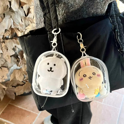 12cm Transparent PVC Doll Storage Bag – Multicolor Cartoon Keychain Display Case, Dustproof Organizer & Gift Pouch