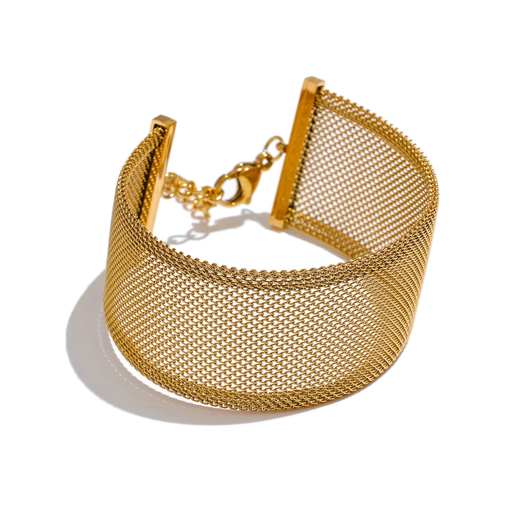 Yhpup 26mm Stainless Steel Wide Choker Necklace & Bracelet Bangle – Fashionable Waterproof Summer Jewelry
