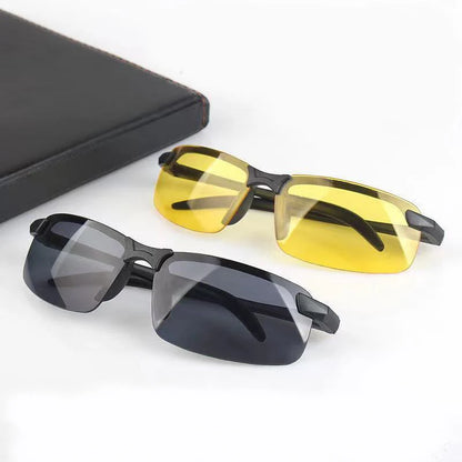 Night Vision Driving Glasses – Anti-Glare Half Frame Sunglasses for Men & Women Day/Night Sports Eyewear