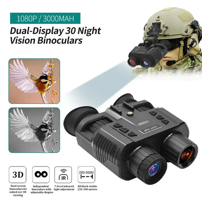 1080P HD Night Vision Binocular Goggles – Head Mount Outdoor Telescope for Hunting & Camping