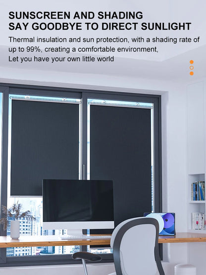 Sunshade Roller Blinds – Blackout Retractable Window Curtains with Suction Cup, Punch-Free for Kitchen & Bedroom