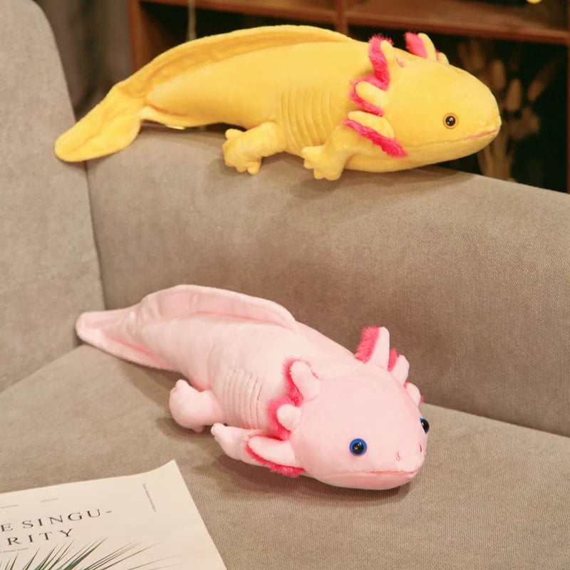 Kawaii Colorful Newt Plush Toy — 23-80cm Cute Axolotl Salamander Stuffed Animal, Fuzzy Long Pillow Cushion for Kids Gift